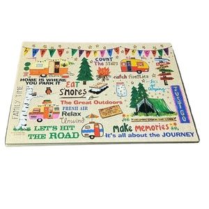 Abbey Gift Happy Campers Glass Cutting Board